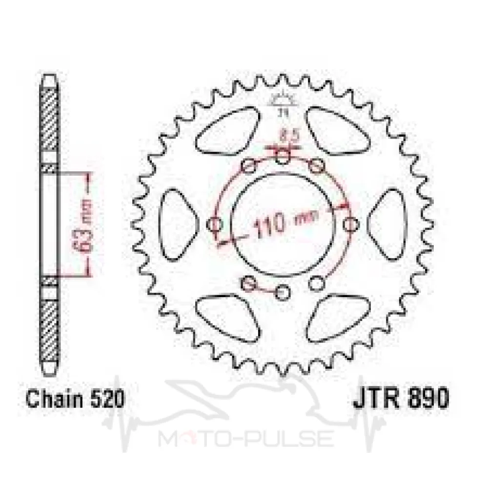 Зірка задня KTM 125-390 JTR890.45ZBK