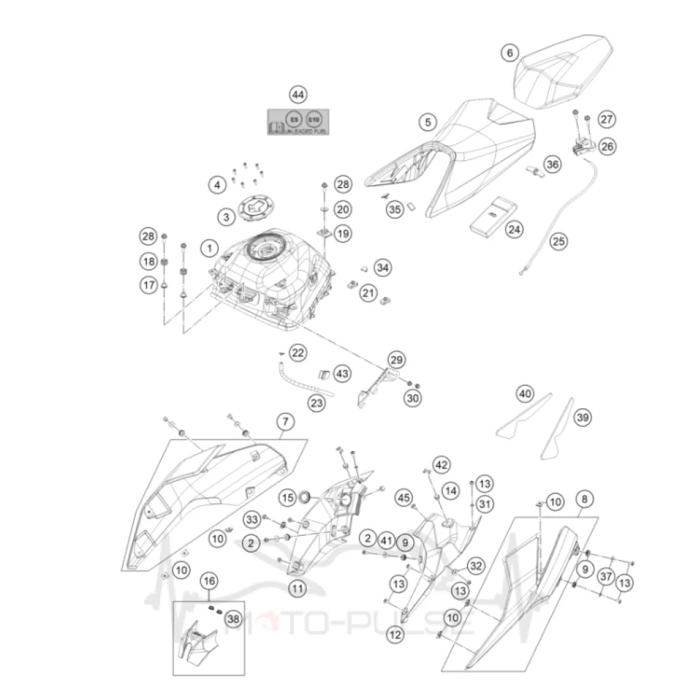 Пластик боковий правий  KTM Duke 390 93008051000BH