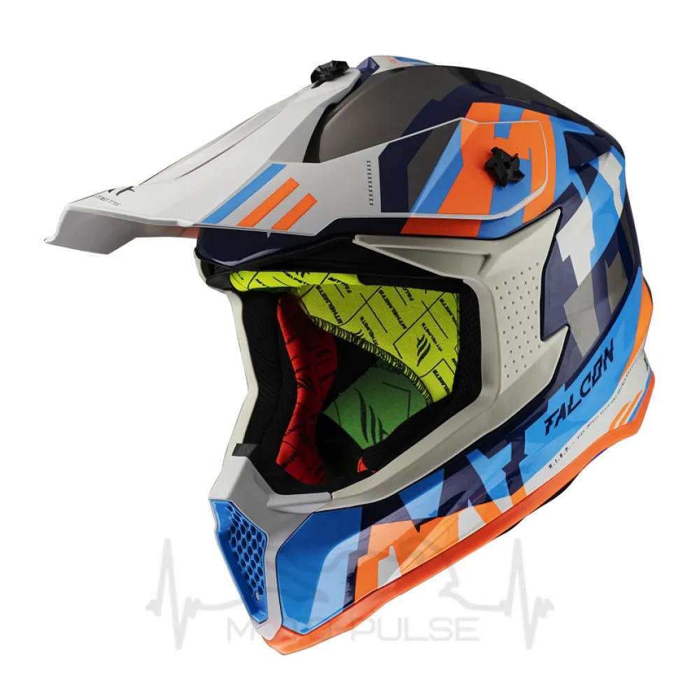 Мотошлем Кросс/Эндуро MT FALCON ARYA A7 Blue/Orange/White (M)