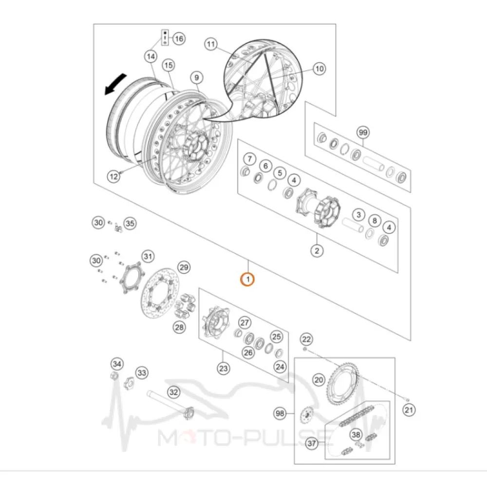 Диск задній (5,0x17) KTM 690 SMC R (2020-2026) 75010101144C1A