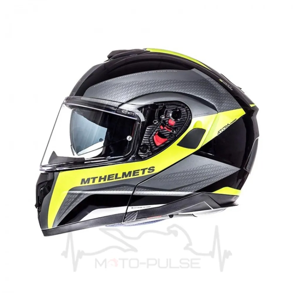Мотошолом Flip-up MT Atom Tarmac Black/Yellow (M)