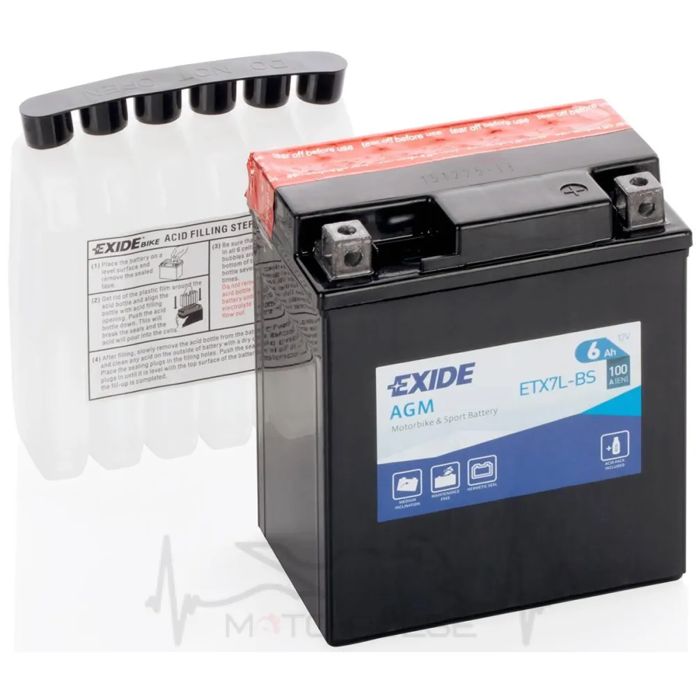 
Аккумулятор 6А  ETX7L-BS = YTX7L-BS  114*71*131 Exide