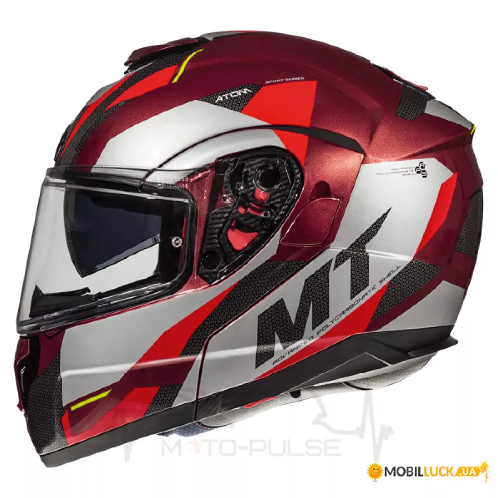 Мотошлем Flip-up MT Atom Transcend Red/Black (Размер: XXL)