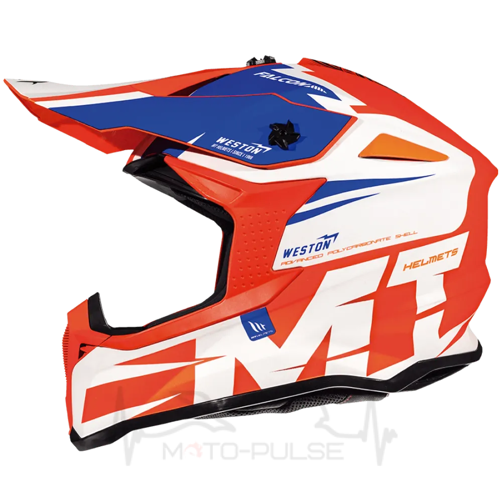 Мотошлем Кросс/Эндуро MT Falcon Weston Orange/White/Blue (L)
