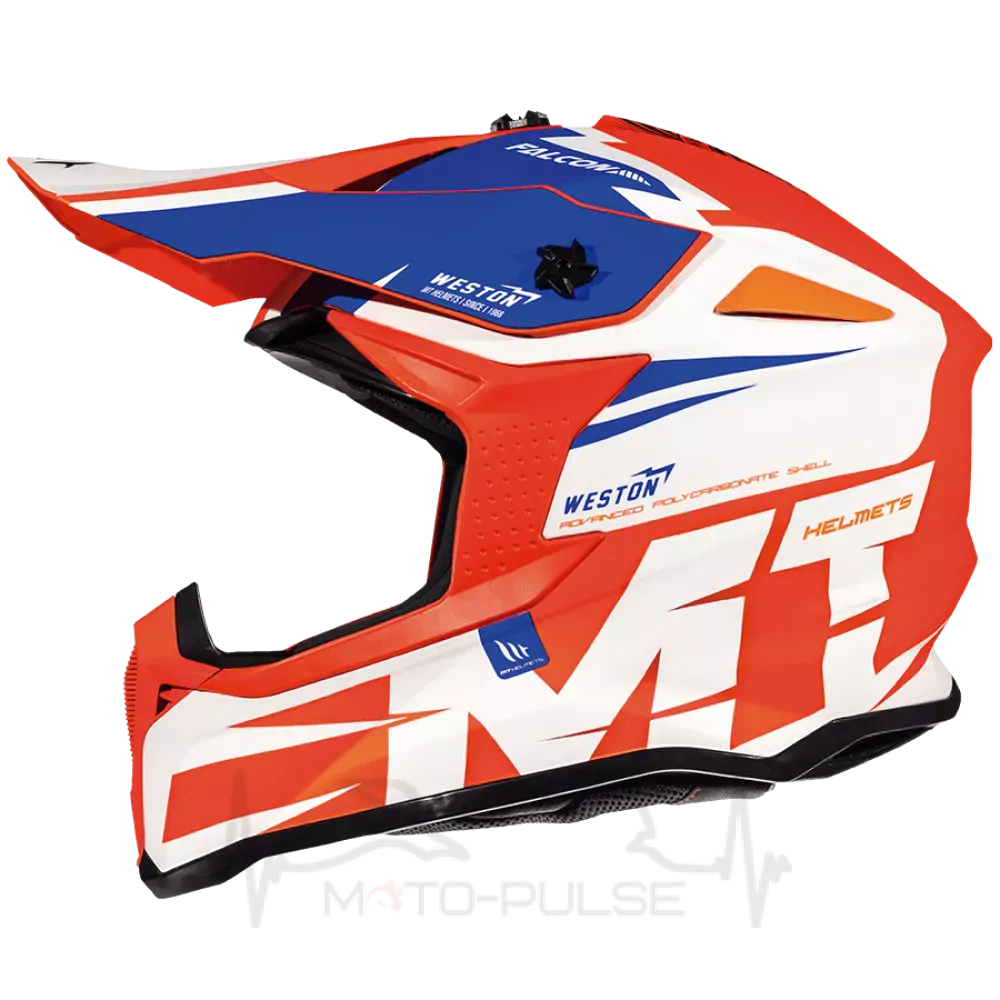 Мотошлем Кросс/Эндуро MT Falcon Weston Orange/White/Blue (XL)