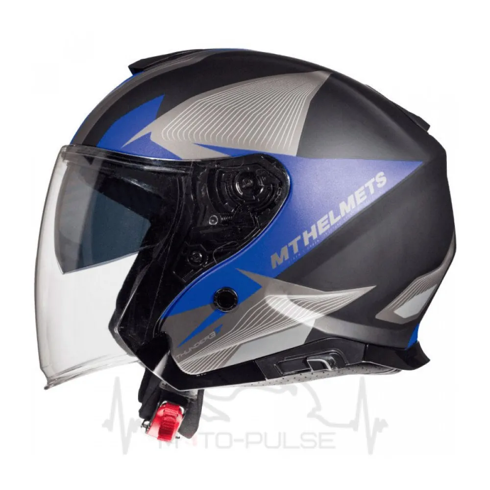 Мотошлем Открытый MT Jet Thunder 3 SV Wing Black/Grey/Blue ( Размер:L )