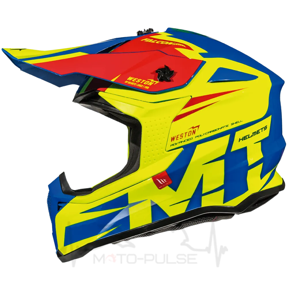 Мотошлем Кросс/Эндуро MT Falcon Weston Gloss fluor yellow (S) MM
