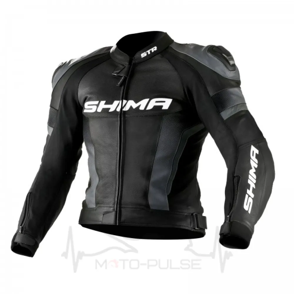 Мотокуртка кожанная SHIMA STR black/grey (58)