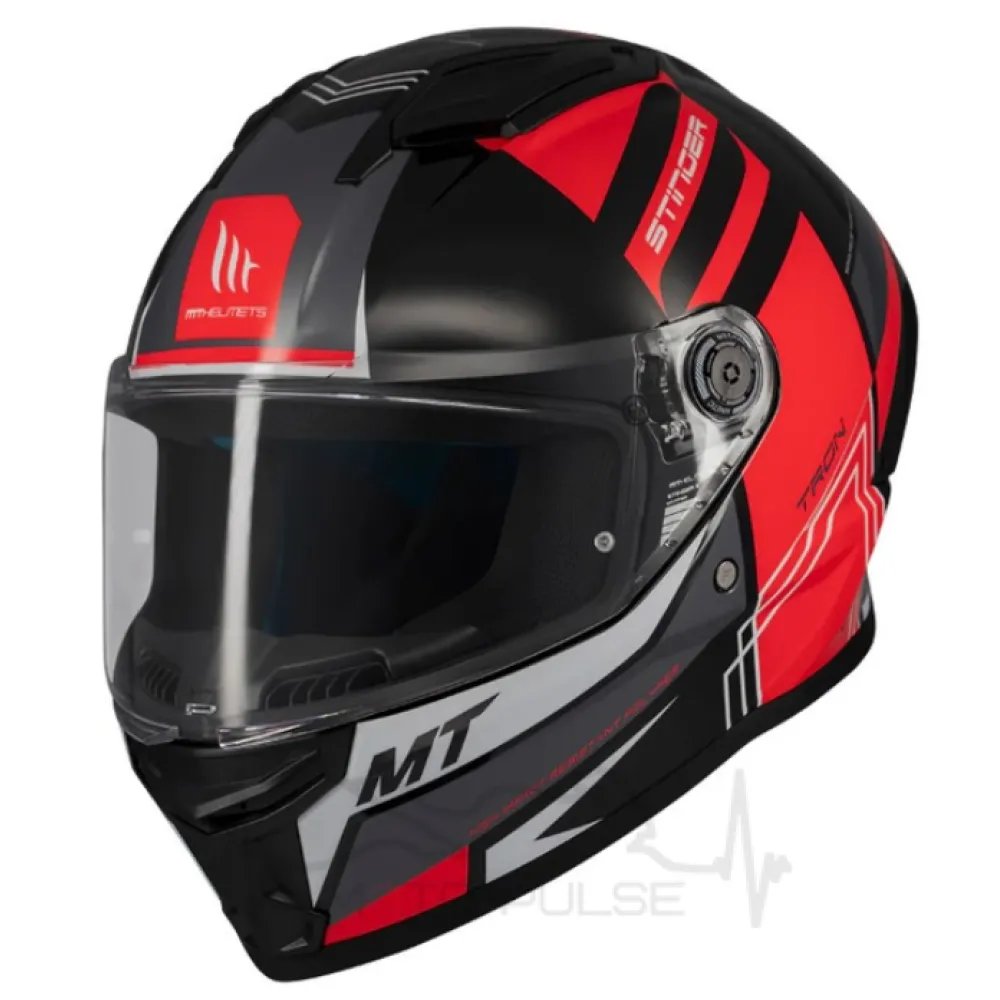 Мотошолом MT Stinger 2 Tron B15 чорний/червоний (M)