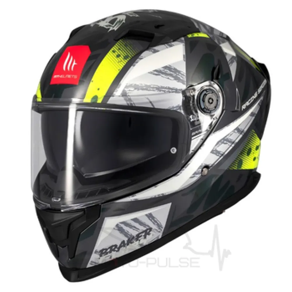 Мотошлем MT Braker SV Fury C6 черный/белый/желтый (M)