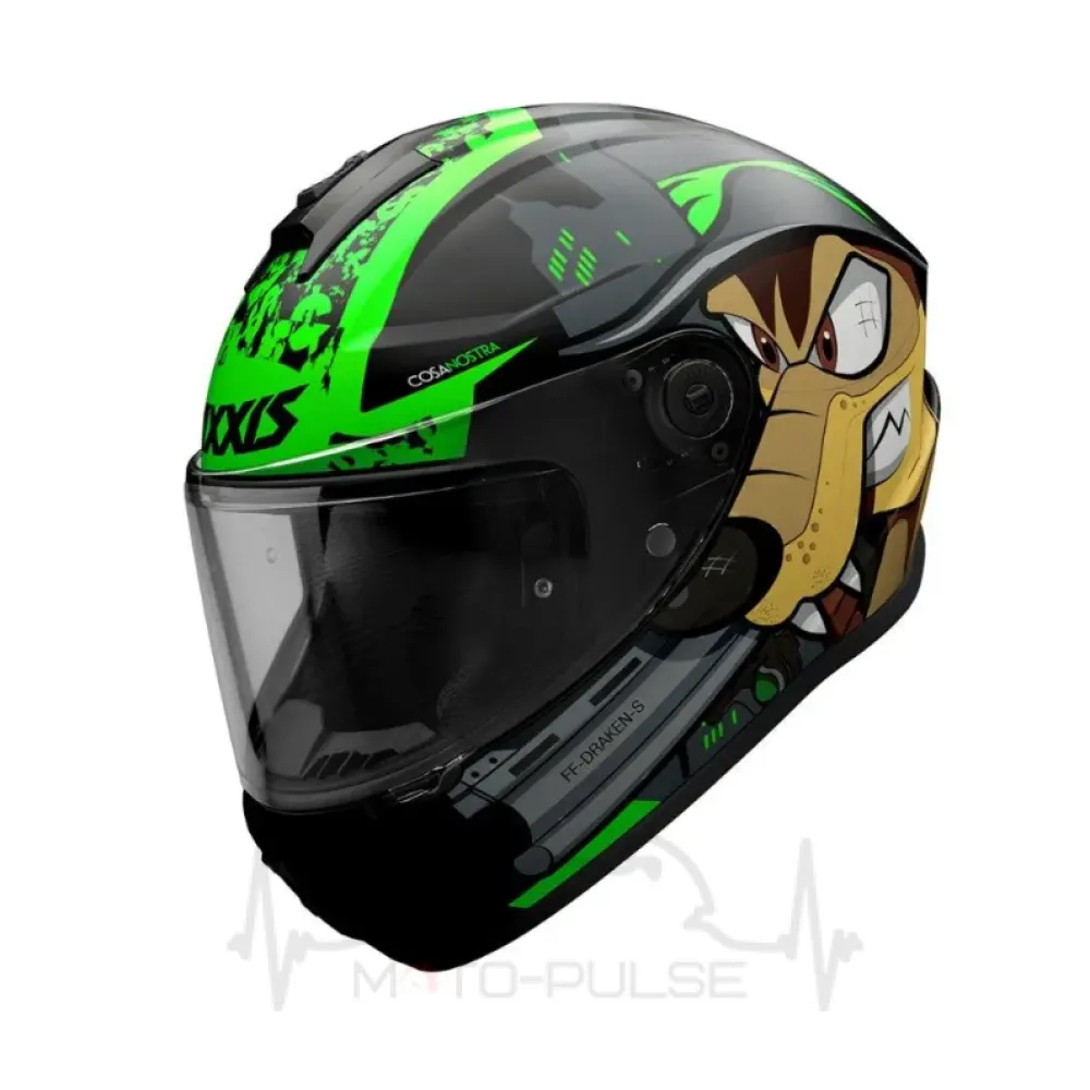 Мотошолом AXXIS DRAKEN S S Cosa Nostra B6 L Green