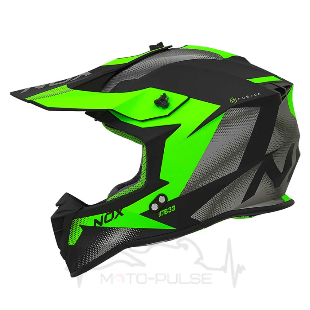 Мотошолом NOX N633 Fusion Black/Green M