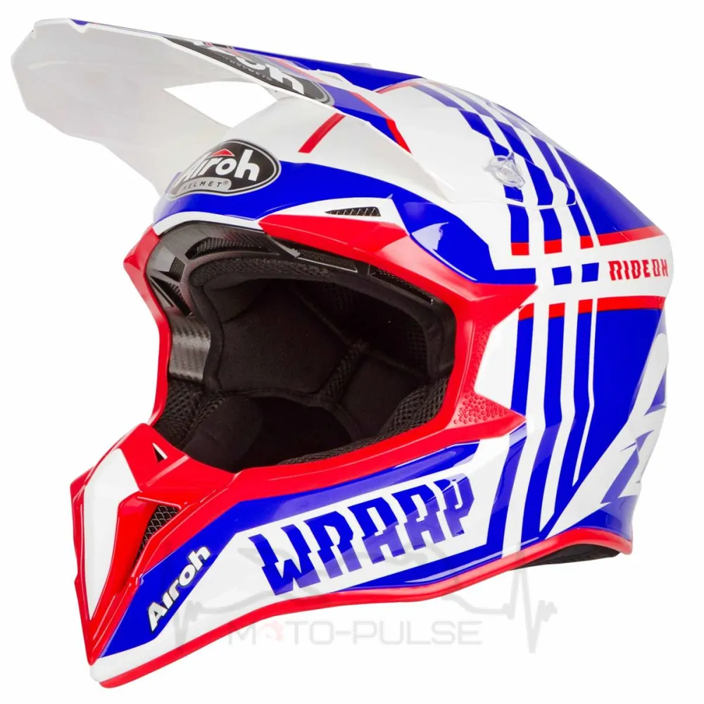 Мотошлем Кросс/Эндуро AIROH WRAAP  BROKEN blue/red gloss (M)