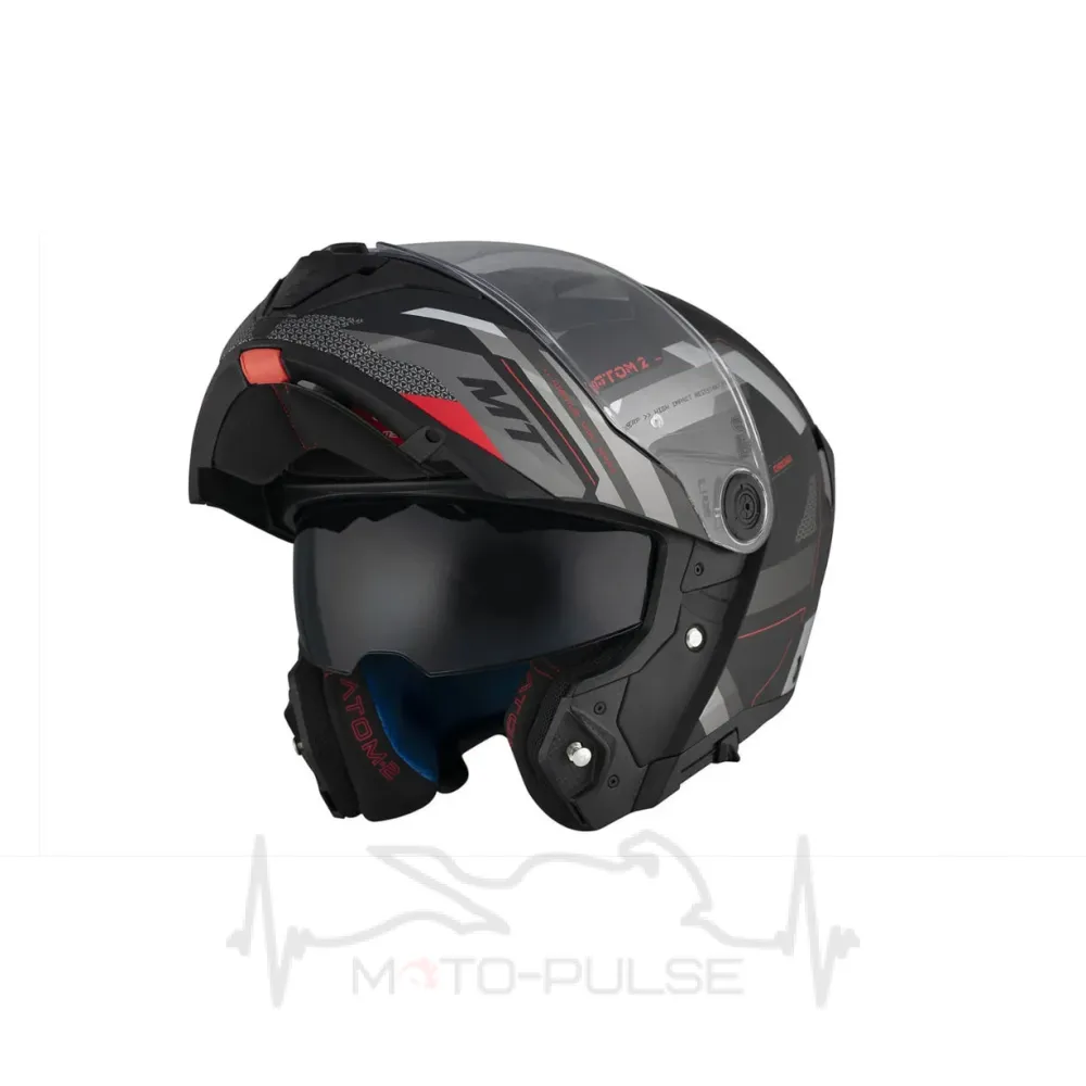 Мотошолом MT Atom 2 SV BAST D5 матовий чорний/сірий/білий (M)