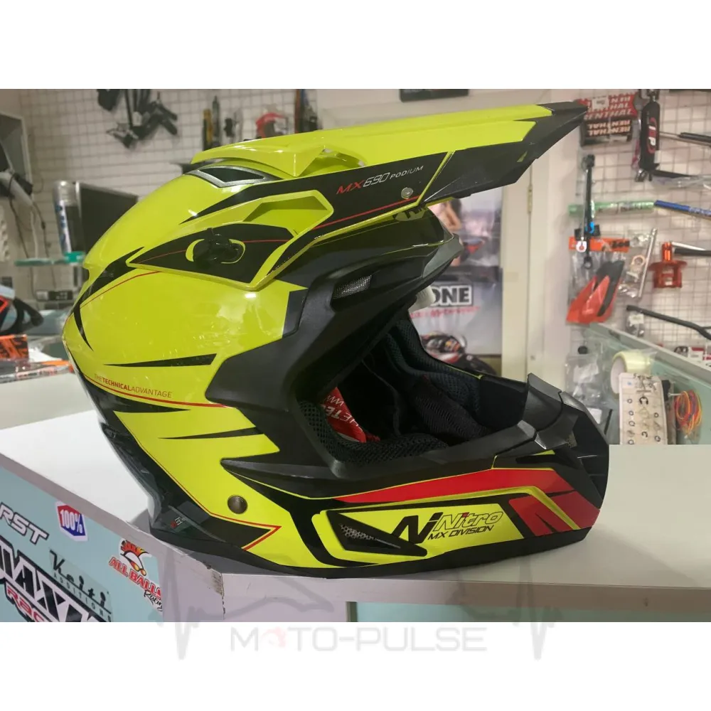 Мотошлем Кросс/Эндуро Nitro MX690 L SAFETY YELLOW/BLACK/RED L