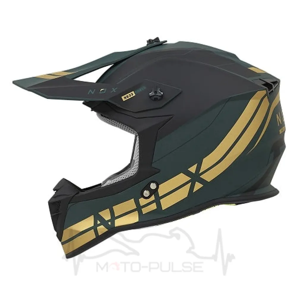 Мотошолом NOX N633 Airshock Matte Green/Gold (XL)