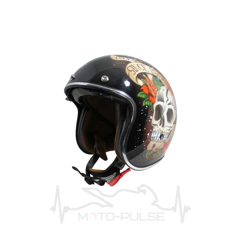 Мотошлем Открытый MT LE MANS 2 SV SKULL & ROSES A1 metal red (XL) DN