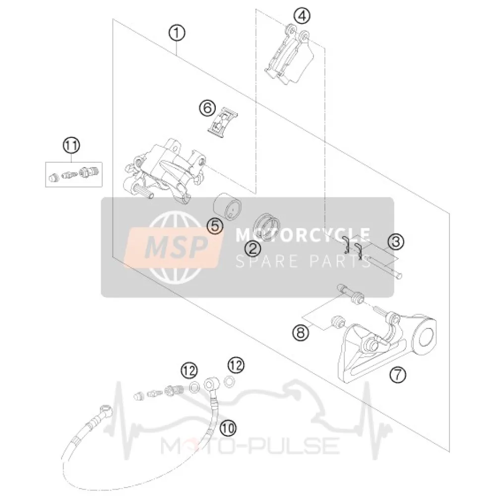 Шланг гальмівний задній в зборі із наконечниками (655 mm) KTM EXC 54813070200